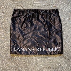 Banana Republic Black Satin Logo Drawstring Pouch